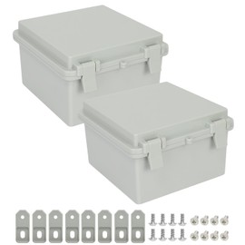LMioEtool Junction Box, ABS Plastic IP65 Waterproof Dustproof Universal Electrical Enclosure Hinged Shell Outdoor and Indoor Usage Project Box, 5.9"x 5.9"x 3.5"(150x150x90mm), 2 Pack