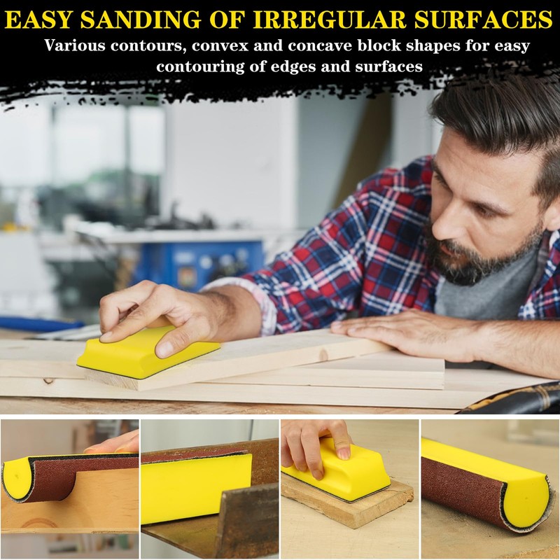 MOGRQAP 7 Piece Manual Sanding Block, Hand Sander Sanding Block