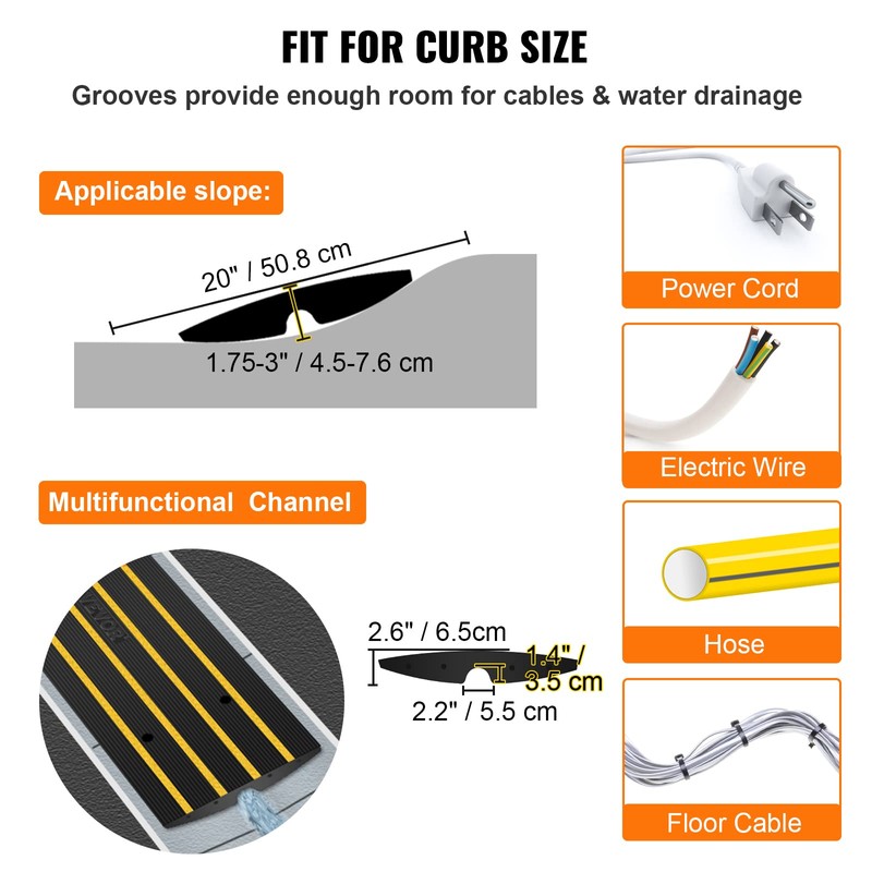 VEVOR Car Driveway Rubber Curb Ramps Heavy Duty 33069lbs Capacity