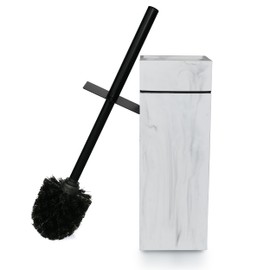 Indecor Home Black Line Design Resin Toilet Bowl Holder and Brush Set, Stylish Bathroom Cleaning Tool with Durable Bristles, Compact and Functional