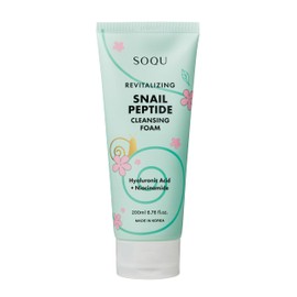 SOQU Revitalizing Snail Peptide Cleansing Foam - Hydrating Facial Cleanser with Snail Extract, Peptides, Niacinamide and Hyaluronic Acid for Radiant Skin - 200ml / 6.76fl oz. - Made in Korea
