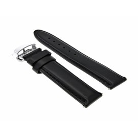 Ewatchparts 18mm Leather Watch Band Smooth Strap Deployment Clasp Bracelet Compatible With Certina Watch Black