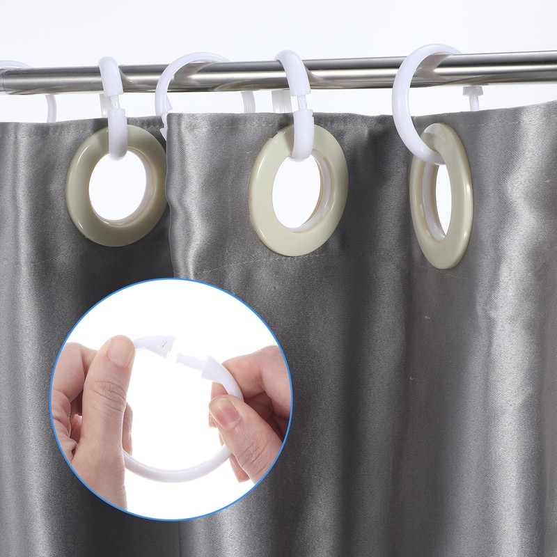 Oruola 12pcs White Plastic Shower Curtain Rings,O-Shape PP Plastic Material