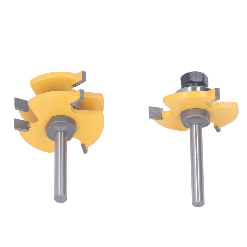 2Pcs Tongue and Groove Cutter 3 Teeth 1/4inch Shank T