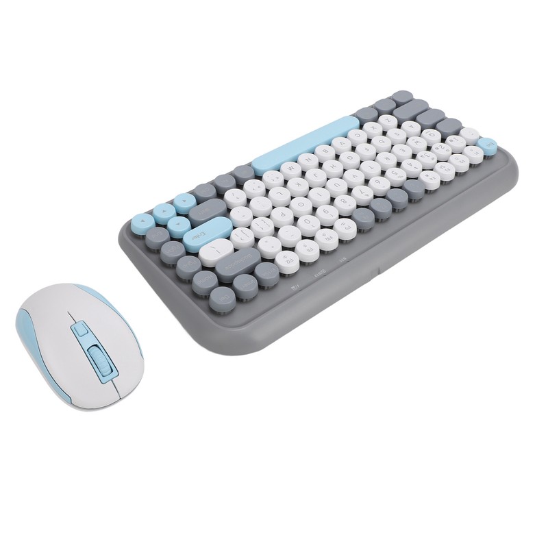 Wireless Keyboard and Mouse Combo 2.4G and Bluetooth Quiet Round