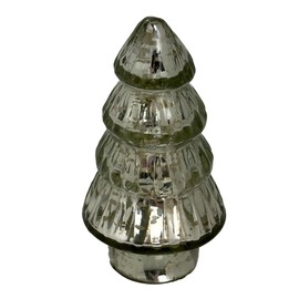 IHI EST. 1986 Decorative Holiday Figurine, Miniature Christmas Tree, 2.75 x 5 Inch Mercury Glass, Silver