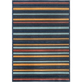 Unique Loom Belize Outdoor Collection Area Rug - Altun (7' 1" x 10' Rectangle, Charcoal/ Light Blue)