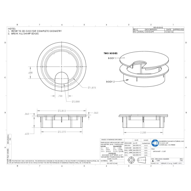 My Cable Mart 2 3/8inchinch CUT-HOLE SIZE Black Round Wire