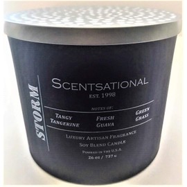 Natural Soy Wax Blend Scented Candle Storm XL Matte Navy with Silver-Toned Lid, 26 Oz.