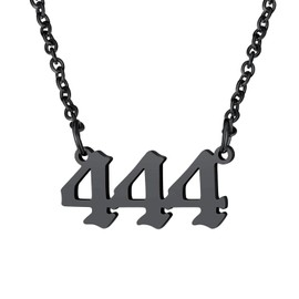 FindChic 444 Angel Number Necklace Angle Number Neclace Black Choker Necklace for Women Stainless Steel Necklace Aesthetic Dainty Necklace Layered Necklaces for Women Number Chain 444 Necklace