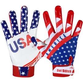 Football gloves American flag youth football gloves Sticky silicone Grip USA flag football receiver gloves youth football receiving gloves youth football gloves men adult & unisex.