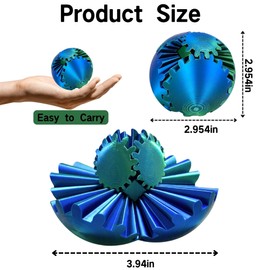 Lubibi 3D Printed Gear Ball Fidget Toy, Steampunk Design with Whirling Gears Mechanism for Stress Relief, ADHD Focus Tool & Sensory Play, Compact Hand Toy for Adults/Kids, Office Travel Anxiety Relief