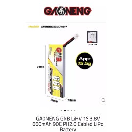 GNB GAONENG Battery 1s 660mah 90c/180c JST 2.0 lipo battery 5 Pieces