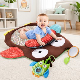Owl Baby Play Mat for Floor Play – Soft Polyester Toddler Crawling Rug for Nursery and Travel