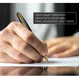 Better Office Products Executive Black Gel Pen, 2 Pack, Classic Business Pen with Removable Cap, Black 0.7mm Medium Point, Gold Accents, Individually Packed in Clear Acrylic Cases