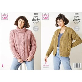 King Cole 5842 Knitting Pattern Womens Sweater and Jacket in Big Value Super Chunky Stormy