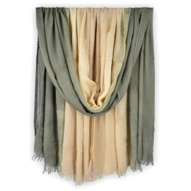 Iristide Women Summer Cotton Linen Scarfs Gradient Two-tone Shawl Beach Gauze Long Lightweight Travel Wrap 75"×35",Light Green/Light Yellow