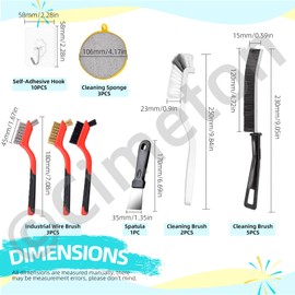 Cimeton 24PCS Crevice Cleaning Brush Set Detail Cleaning Brush Set Hard Bristle Cleaning Supplies for Tiles Sinks Drains Kitchen Bathroom