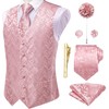 Hi-Tie Blush Pink Suit Vest For Men Jacquard Silk Tie