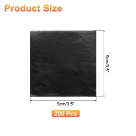 sourcing map 200pcs Leaf Sheets, 3.5" x 3.5" Foil Sheets Paper Sheets for DIY Crafts Painting Nails Resin Furniture Decoration(Black)