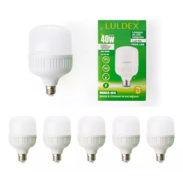 LULDEX Paquete 5 Focos Led Color Luz Fria 40 W