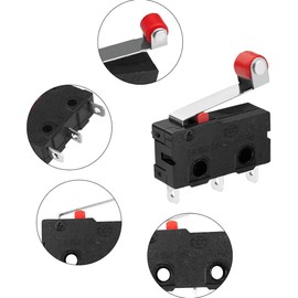 A-DIGISHUO 10pcs Micro Limit Switch KW12-3 Normally Open Close Limit Switch AC 250V 5A SPDT 1NO 1NC with Roller Lever Arm Black