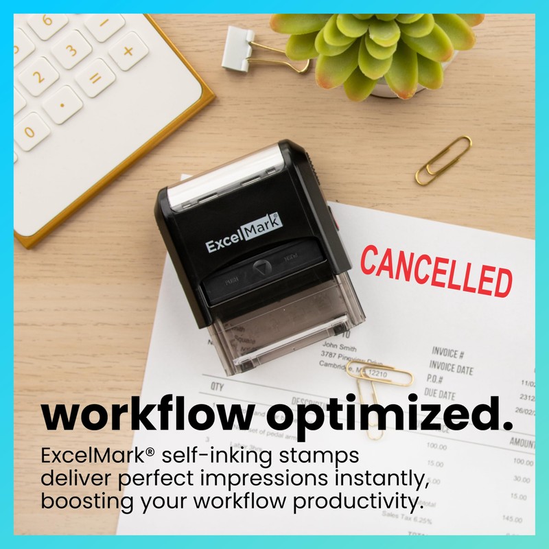 Cancelled Self Inking Rubber Stamp - Red Ink