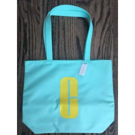 Clinique NWT Clinique Cosmetic Makeup Tote Shopping Bag Blue Green Aqua Graphic Logo