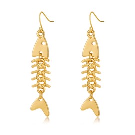 MIJENITI Gold Fish Drop Earrings for Women Summer Beach Earrings Vacation Jewelry for Gift