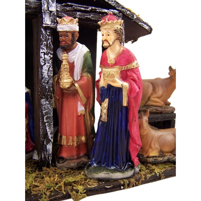 Christmas Nativity Holy Family Statue Set with Manger, 9 Piece