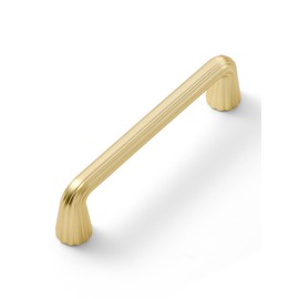 JIASENBAO 5 Pack Gold Cabinet Pulls 3.75" Hole Center Brushed Brass Drawer Pulls Bathroom Dresser Handles Hardware Zinc Alloy