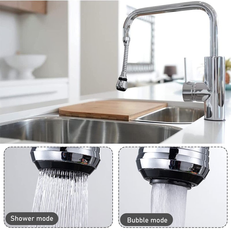 PUCIO Rompigetto Rubinetto Cucina, 2×lungo Prolunga, 360° Rubinetto Rotante Extender,
