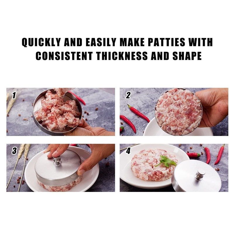 Hamburger Press,Stainless Steel Hamburger Press Patty Maker with Adjustable Handle