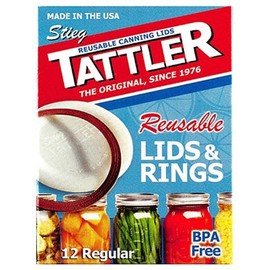 Tattler Regular Mouth Canning Lids with Rubber Rings 12 pk