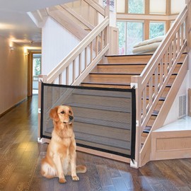 NWK Magic Dog Gate for Stairs Pet Gate for The House Providing a Safe Enclosure for Pets to Play and Rest, 6 Hooks Design (30'' X 60'')