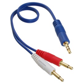 CablesOnline 3.5mm (1/8") TRS Stereo Male to Dual (Rd/Wh) 3.5mm (1/8") TS Mono Male Blue Audio Breakout Cable (1 Foot)