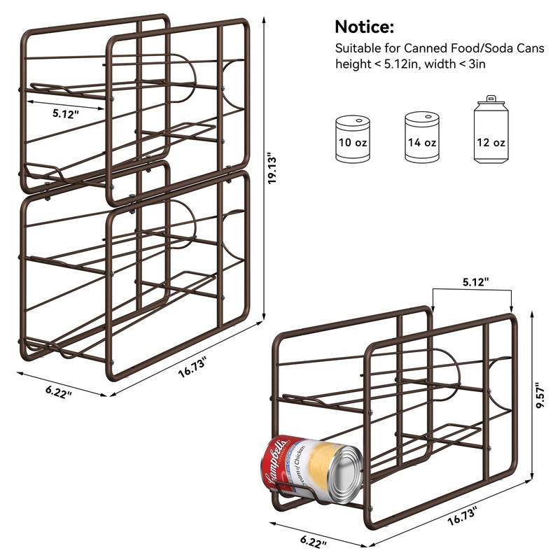 MOOACE 4 Pack Can Dispenser Rack, Stackable Can Storage Organizer