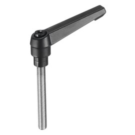 sourcing map Adjustable Clamping Lever Handle M8 x 60mm Metric 304 Stainless Steel Male Threaded Stud Hand Knobs Push Button Ratchet Rotating Screw Handles Bolts with Locking Lever Black