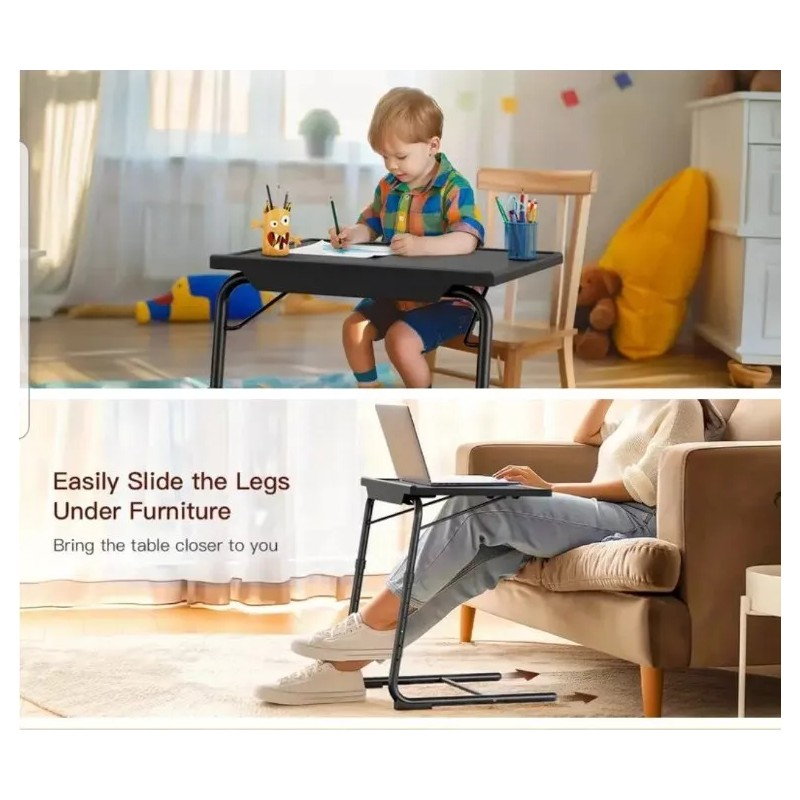 Table Portable & Foldable Comfortable Adjustable TV Tray Table Stand