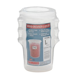 Cambro 1-Quart Round Food-Storage Container with Lid, Set of 3