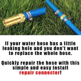 Joywayus 3PCS Solid Brass 5/8" Hose Repair Connectors with Stainless Steel Clamps Small Garden Water Hose End Parts Repair Kit Fitting