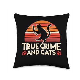 True Crime And Cats Throw Pillow
