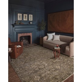 Loloi Magnolia Home by Joanna Gaines Junie Collection JUE-06 Lagoon/Natural 7'-10" x 7'-10", .38" Pile Height, Round Area Rug