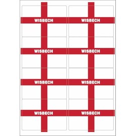 Wisbech England Flag Rectangular Matt Paper Stickers A4 Sheet of 8 (Each Sticker is 99mm x 68mm)