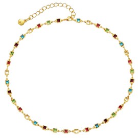 Pazciay Women Gemstone Necklaces 14K Gold Plated Emerald Birthstone Necklace for Women Gold Necklace Blue Green Pendant Necklace Birthday Gifts for Women Jewelry (Style 1)