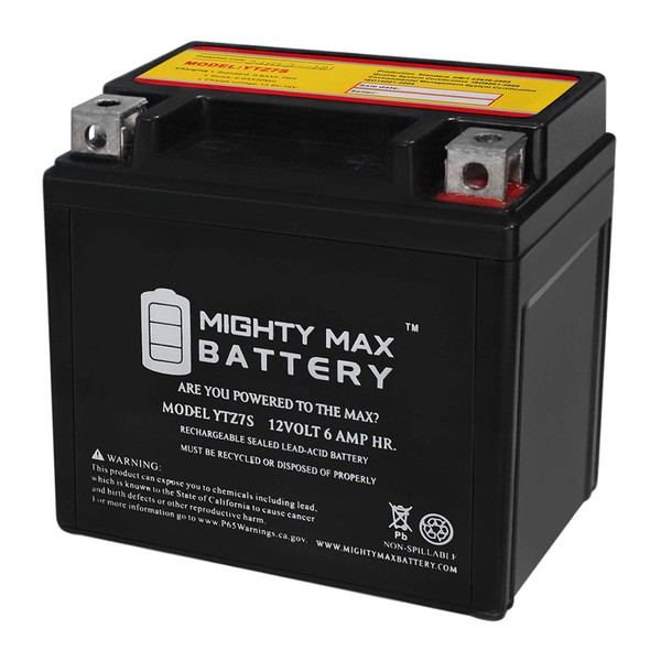 Mighty Max Battery YTZ7S -12 Volt 6 AH, 130 CCA, Rechargeable Maintenance Free SLA AGM Motorcycle Battery
