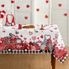 Horaldaily Valentine Tablecloth 60×104 Inch Rectangle, Gnomes Truck Black Buffalo Plaid Washable Table Cover for Party Picnic Dinner Decor