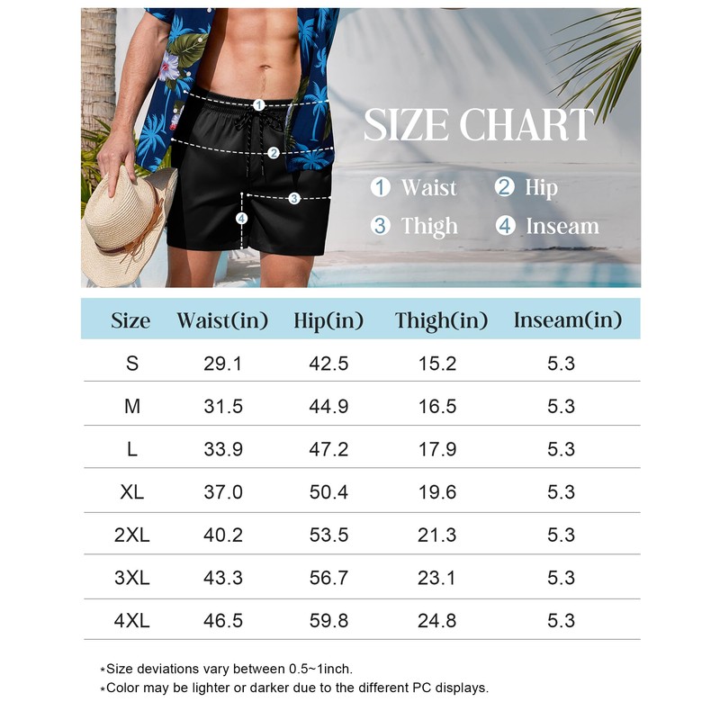 Gleeease Mens Swim Trunks with Compression Lined Short Bathing Suits