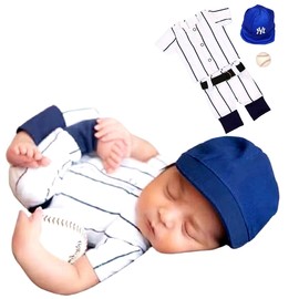 KLEYAO Newborn Photography Props/Ball cosplay knitted baby photography costume for Girls and Boys (0-6 Months) (baseball-blue)