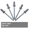 Pack of 100 Painted Blind Rivets 3.2 x 8 mm,